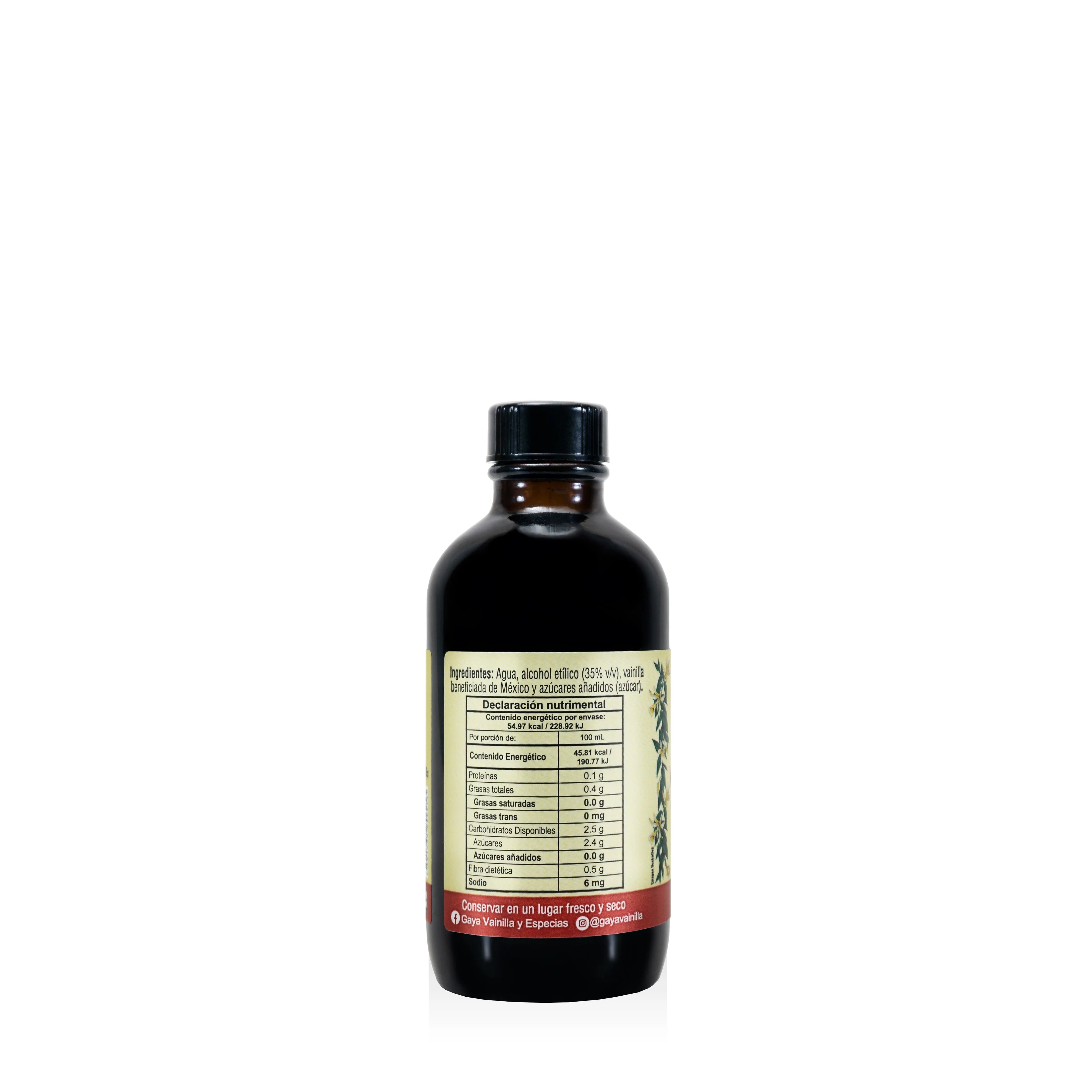 Extracto Natural de Vainilla Mexicana Sin Azúcar 120ml - Gaya
