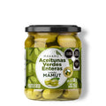 Aceitunas verdes tamaño mamut con hueso en aceite de oliva 400 g – Mánamu