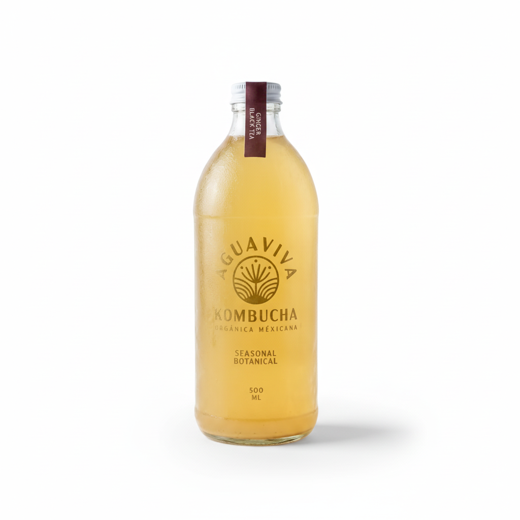 Kombucha Té Negro Jengibre – Aguaviva (500 ml)