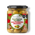 Aceitunas Verdes Rellenas de Pimiento Morrón en Salmuera 420g – Mánamu